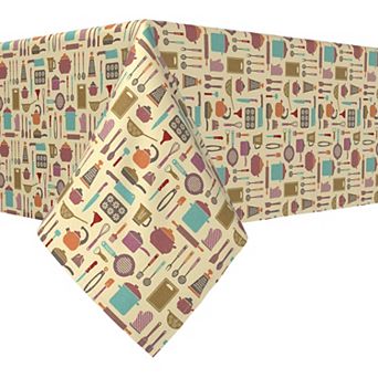 Rectangular Tablecloth, 100% Polyester, 60x84", Retro in the Kitchen