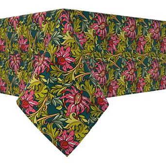 Square Tablecloth, 100% Cotton, 52x52", Floral 8