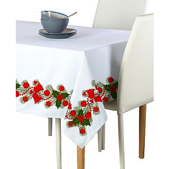 Rectangular Tablecloth, 100% Polyester, 60x120", Holly and Bells Garland