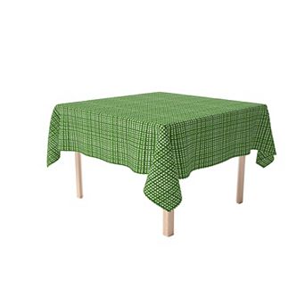 Square Tablecloth, 100% Polyester, 60x60", Bam boo Green Grid Fence