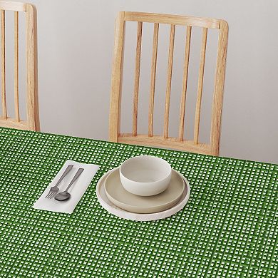 Square Tablecloth, 100% Polyester, 60x60", Bam boo Green Grid Fence