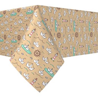 Rectangular Tablecloth, 100% Cotton, 60x84", Nautical Doodle Drawing