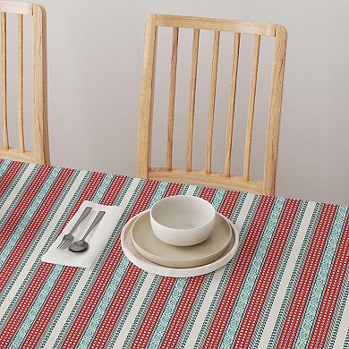 Square Tablecloth, 100% Polyester, 70x70", Geometric Paisley and Dots