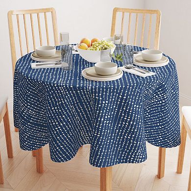 Round Tablecloth, 100% Polyester, 60" Round, Dots in Stripes