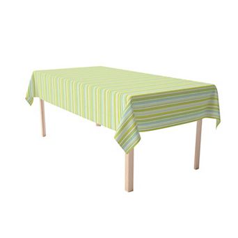 Rectangular Tablecloth, 100% Polyester, 60x120", Green Stripes & Ink Splatter