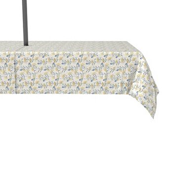 Water Repellent, Outdoor, 100% Polyester, 60x84", Yellow Berries with Flowers