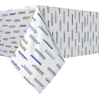 Square Tablecloth, 100% Cotton, 52x52", High Speed Train Stripe