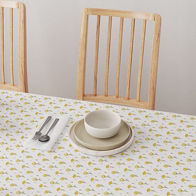 Rectangular Tablecloth, 100% Polyester, 60x120", Hand Drawn Yellow Tulips