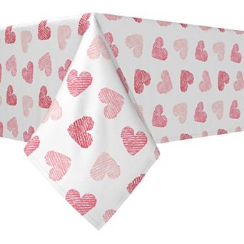 Rectangular Tablecloth, 100% Polyester, 60x84", Valentine's Shaded Hearts