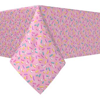 Rectangular Tablecloth, 100% Cotton, 60x104", Rainbow Sprinkles Pink