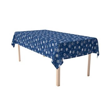 Rectangular Tablecloth, 100% Polyester, 60x120", Winter Blue Snowflakes