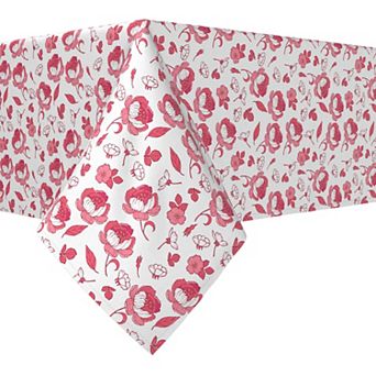 Rectangular Tablecloth, 100% Polyester, 60x104", Pink Floral Design