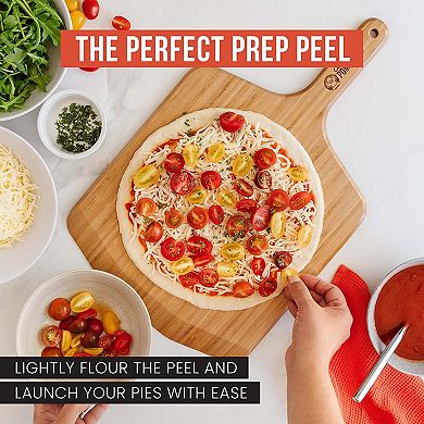 Chef Pomodoro 12-inch Pizza Peel, Lightweight Wooden Pizza Paddle And Serving Board