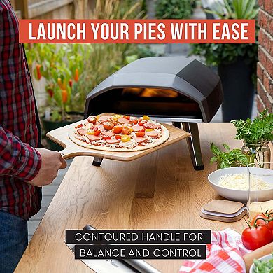 Chef Pomodoro 12-inch Pizza Peel, Lightweight Wooden Pizza Paddle And Serving Board