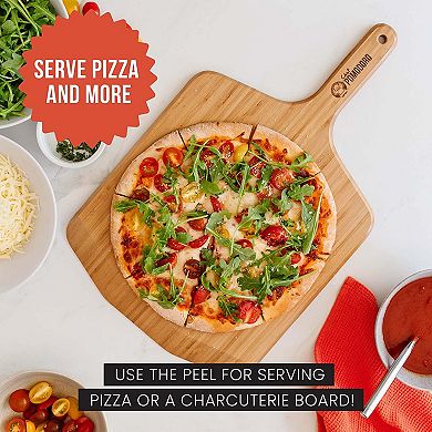 Chef Pomodoro 12-inch Pizza Peel, Lightweight Wooden Pizza Paddle And Serving Board