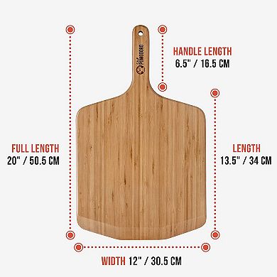 Chef Pomodoro 12-inch Pizza Peel, Lightweight Wooden Pizza Paddle And Serving Board