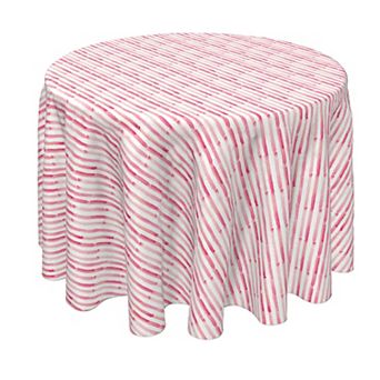 Round Tablecloth, 100% Polyester, 70" Round, Pink Watercolor Stripes