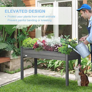 Elevated Natural Garden Plant Stand Outdoor Flower Bed Box Wooden