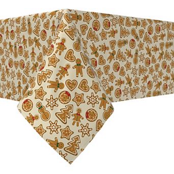 Rectangular Tablecloth, 100% Cotton, 52x120", Baking Gingerbread Cookies