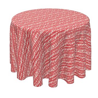 Round Tablecloth, 100% Polyester, 70" Round, Red Ikat Design