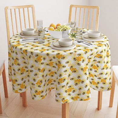 Round Tablecloth, 100% Polyester, 70" Round, Honey Bee Sketch