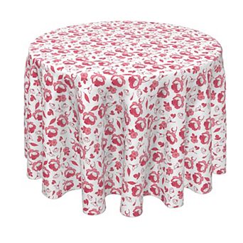 Round Tablecloth, 100% Polyester, 60" Round, Pink Floral Design