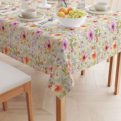Square Tablecloth, 100% Polyester, 70x70", Botanical Garden Dogwood
