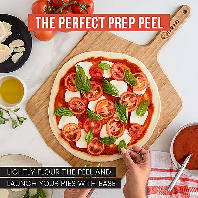 Chef Pomodoro 14-inch Pizza Peel, Lightweight Wooden Pizza Paddle And Serving Board