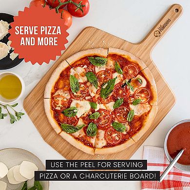 Chef Pomodoro 14-inch Pizza Peel, Lightweight Wooden Pizza Paddle And Serving Board