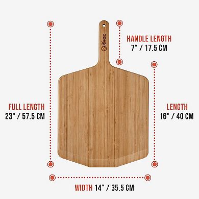 Chef Pomodoro 14-inch Pizza Peel, Lightweight Wooden Pizza Paddle And Serving Board