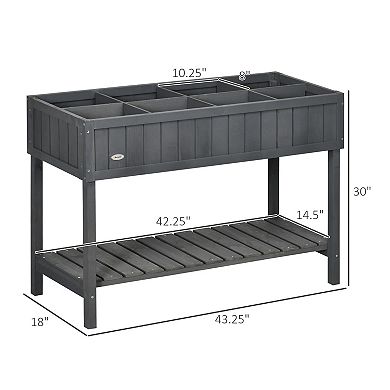 Outsunny Wooden Raised Garden Bed, Elevated Planter Box Stand, Dark Grey