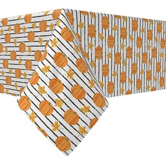 Rectangular Tablecloth, 100% Cotton, 52x120", Abstract Autumn Stripe