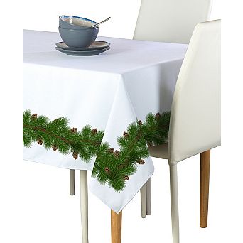 Rectangular Tablecloth, 100% Polyester, 60x120", Pine and Cone Garland