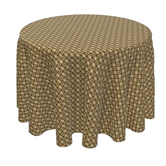 Round Tablecloth, 100% Polyester, 60" Round, Wicker Wood Carving
