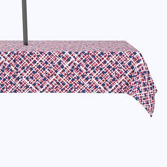 Water Repellent, Outdoor, 100% Polyester, 60x84", Blue Stars on America Check
