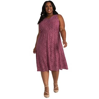 Plus Size Shareya Women's A-Line Lace Midi Dress