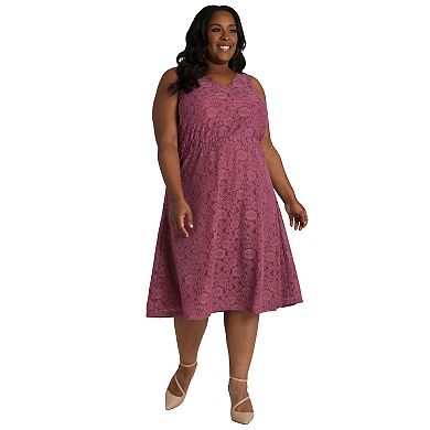 Plus Size Shareya Women's A-Line Lace Midi Dress