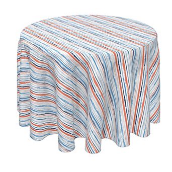 Round Tablecloth, 100% Polyester, 70" Round, Summer Brush Stroke Stripe