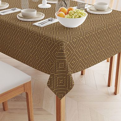 Square Tablecloth, 100% Polyester, 60x60", Diamond Wicker Wood Work