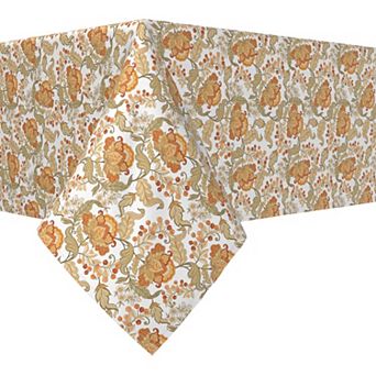 Rectangular Tablecloth, 100% Cotton, 60x84", Vintage Style Floral
