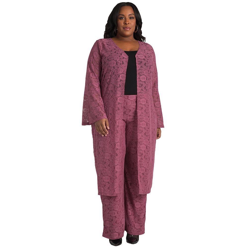 Plus Size Danika Lace Flare Sleeve Longline Duster Jacket