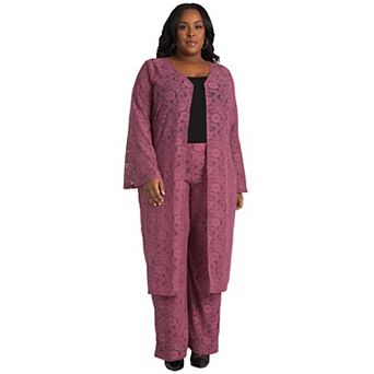 Plus Size Danika Lace Flare Sleeve Longline Duster Jacket