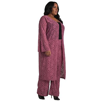 Plus Size Danika Lace Flare Sleeve Longline Duster Jacket