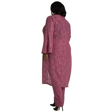 Plus Size Danika Lace Flare Sleeve Longline Duster Jacket