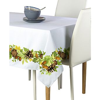 Rectangular Tablecloth, 100% Polyester, 60x120", Pinecones Leaves Garland