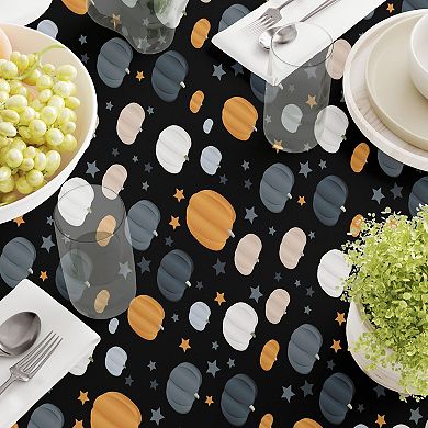 Rectangular Tablecloth, 100% Cotton, 60x104", Halloween Pumpkin and Stars