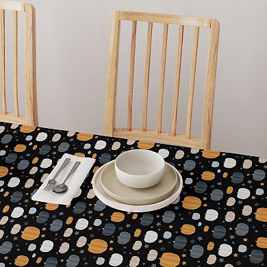 Rectangular Tablecloth, 100% Cotton, 60x104", Halloween Pumpkin and Stars