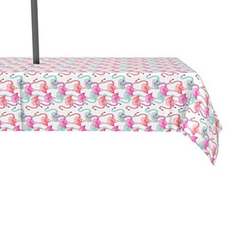 Water Repellent, Outdoor, 100% Polyester, 60x84", Flamingo Beach