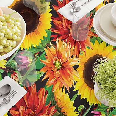 Round Tablecloth, 100% Polyester, 60" Round, Sunflower Garden