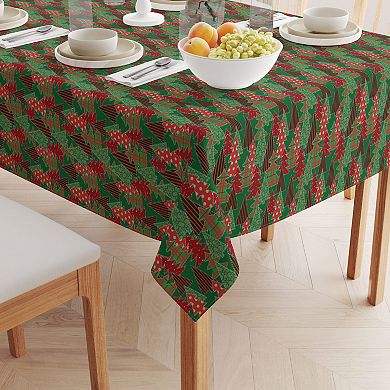 Square Tablecloth, 100% Polyester, 60x60", Christmas Tree Patchwork